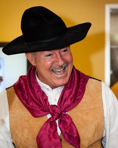 James Blasingame performed cowboy poetry at ASU's Night of the Open Door in 2013. / Photo by Bruce Matsunaga