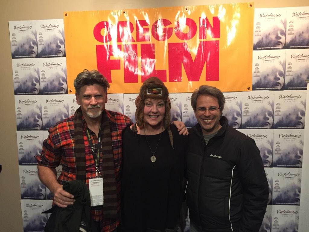 ASU Lecturer Christopher Bradley, filmmaker and ASU graduate Barri Chase, and ASU Associate Professor Kevin Sandler at the January 2017 screening of Chase's Watchman's Canoe. Photo courtesy Kevin Sandler.
