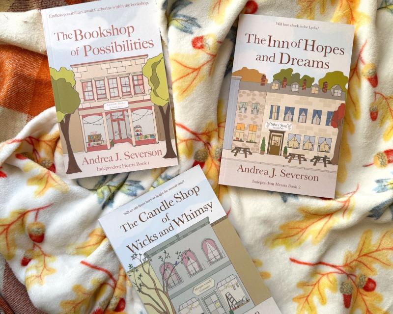 Books by Andrea Severson appear in this courtesy image.