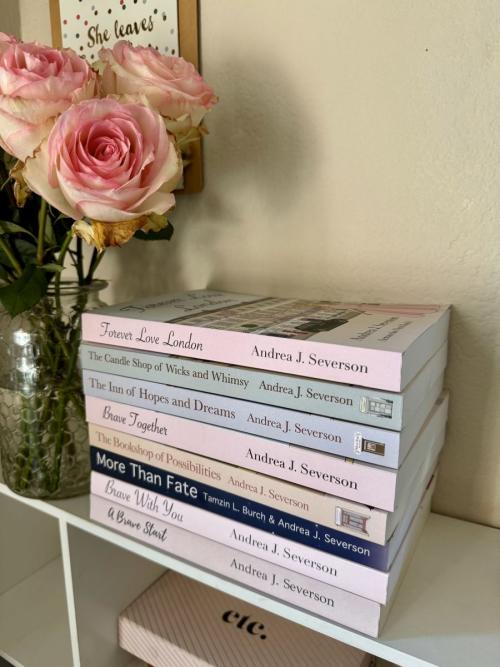 Courtesy image of a stack of books written by ASU faculty member Andrea Severson.