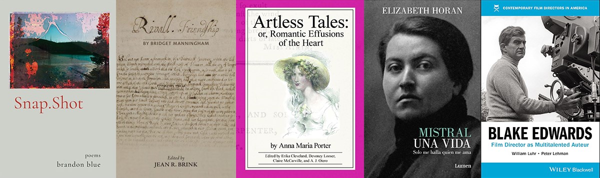 Covers of books by Brandon Blue, Jean Brink, Erika Cleveland et al, and Peter Lehman