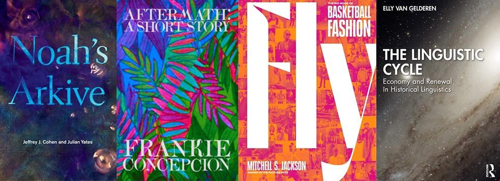 Images of book covers by Jeffrey Cohen, Frankie Concepcion, Mitchell Jackson and Elly van Gelderen