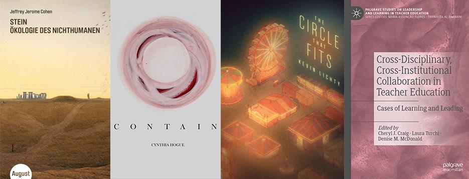 Cover images of books by Jeffrey Cohen, Cynthia Hogue, Kevin Lichty, and Laura Turchi