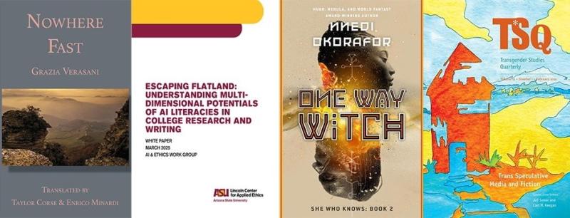 Covers of volumes translated or written by Taylor Corse, Sarah Florini, Nnedi Okorafor and Jed Samer