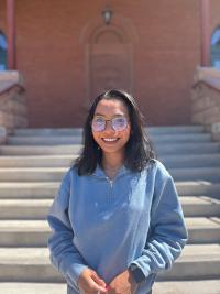 Biaz Nabilla in front of ASU's Old Main building