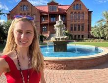 Courtesy image of Laura Behr, who stands in front of Old Main on the ASU Tempe campus